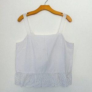 J.Crew Textured Ribbon Strap Top White Size 10 NWOT